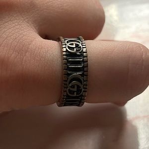 Gucci Two-Tone Iconic Double G Band Ring in Black and Gold